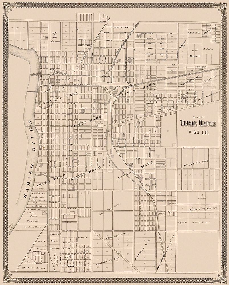 Terre Haute Indiana Landowner - Baskin 1876 art print by Baskin for $57.95 CAD