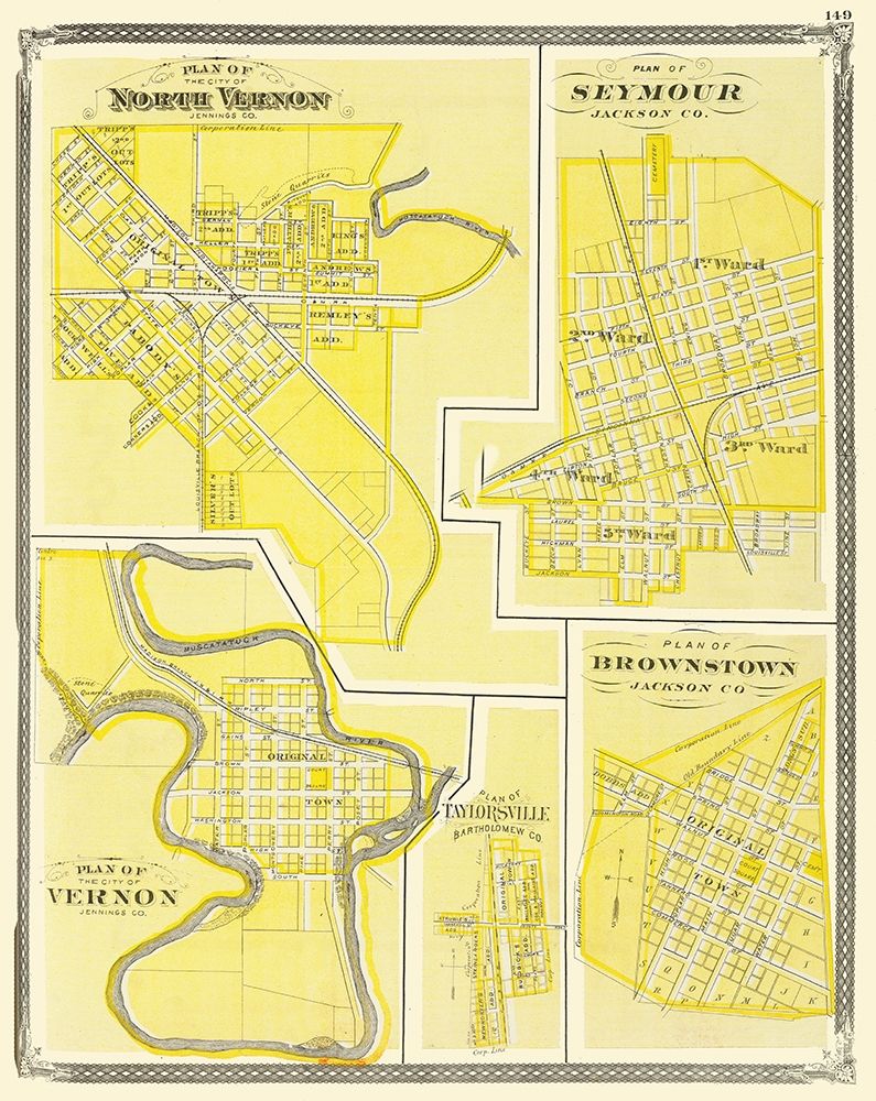 Vernon, Seymour, Brownstone Indiana - Baskin 1876 art print by Baskin for $57.95 CAD
