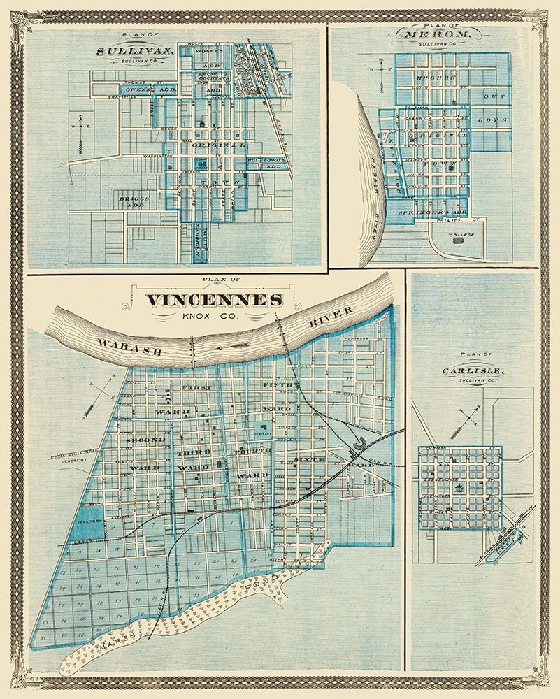 Vincennes, Sullivan, Merom, Carlisle Indiana art print by Baskin for $57.95 CAD