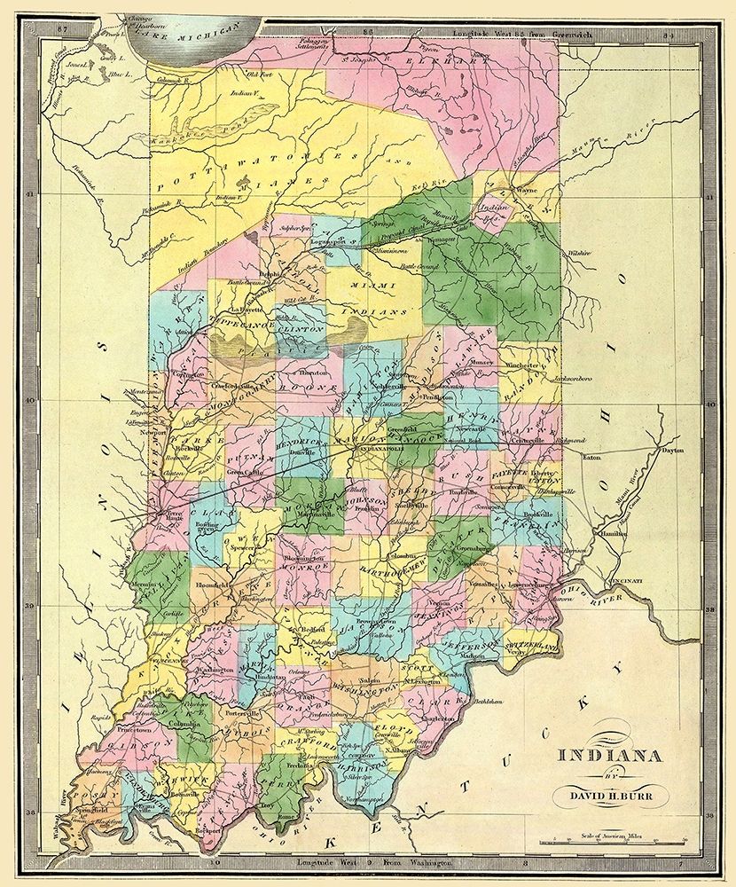 Indiana - Burr 1835 art print by Burr for $57.95 CAD