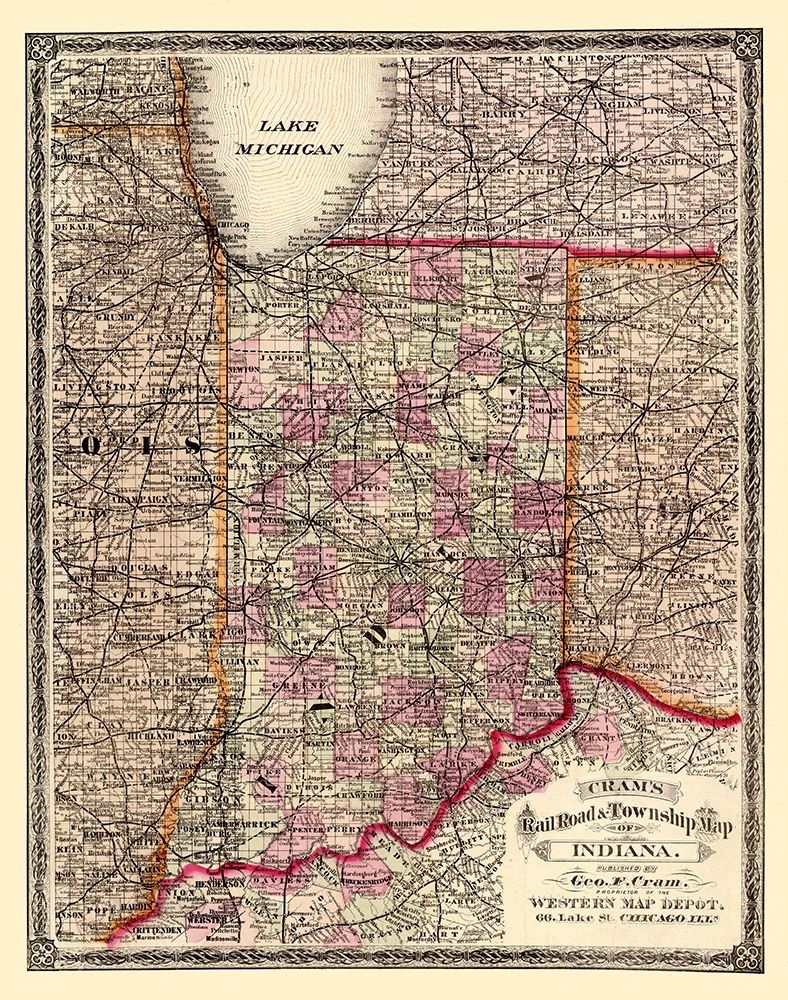 Indiana - Cram 1875 art print by Cram for $57.95 CAD