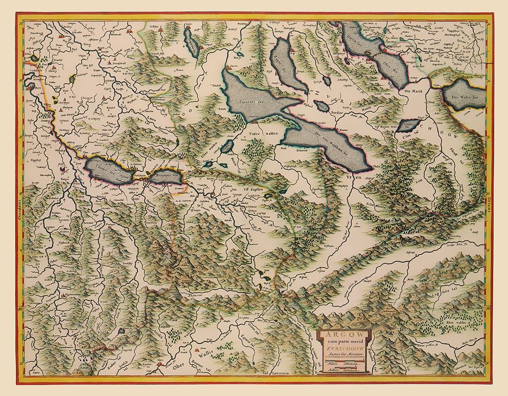 Aargau Canton Switzerland - Blaeu 1630 art print by Blaeu for $57.95 CAD