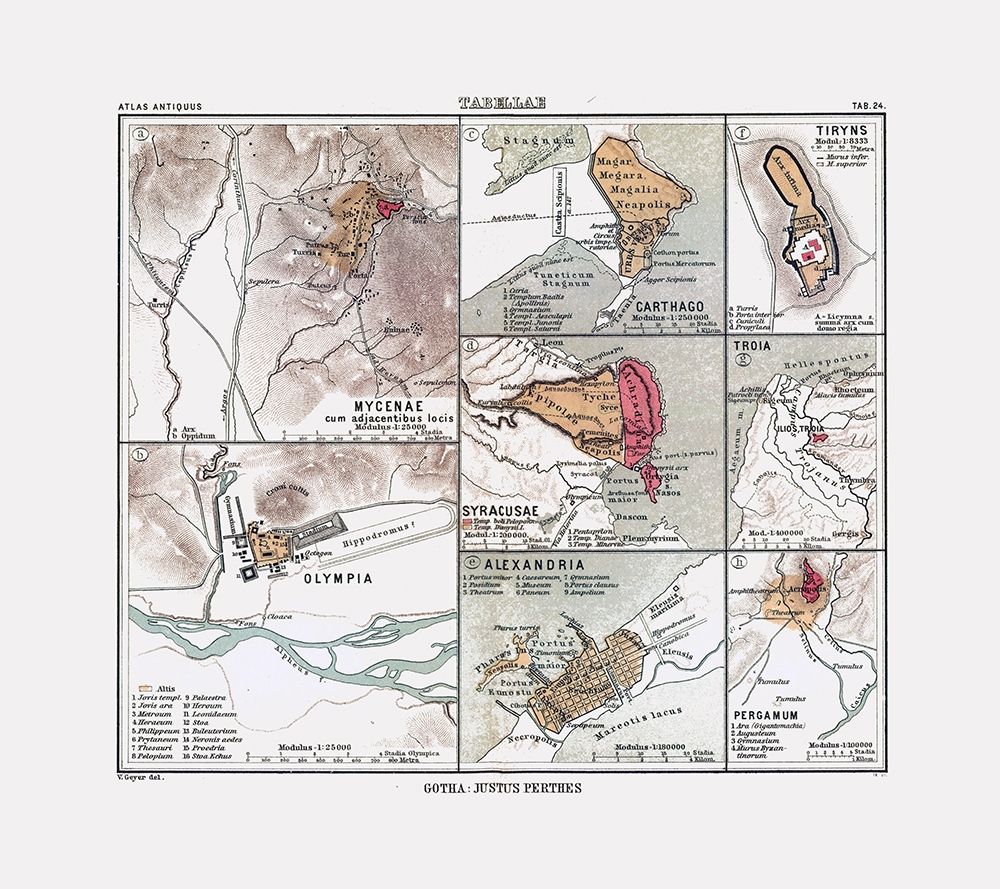 Ancient Cities Europe Africa - Perthes 1896 art print by Perthes for $57.95 CAD