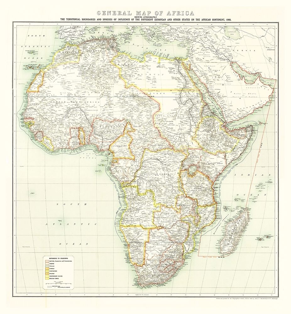 Africa - Bartholomew 1909 art print by Bartholomew for $57.95 CAD