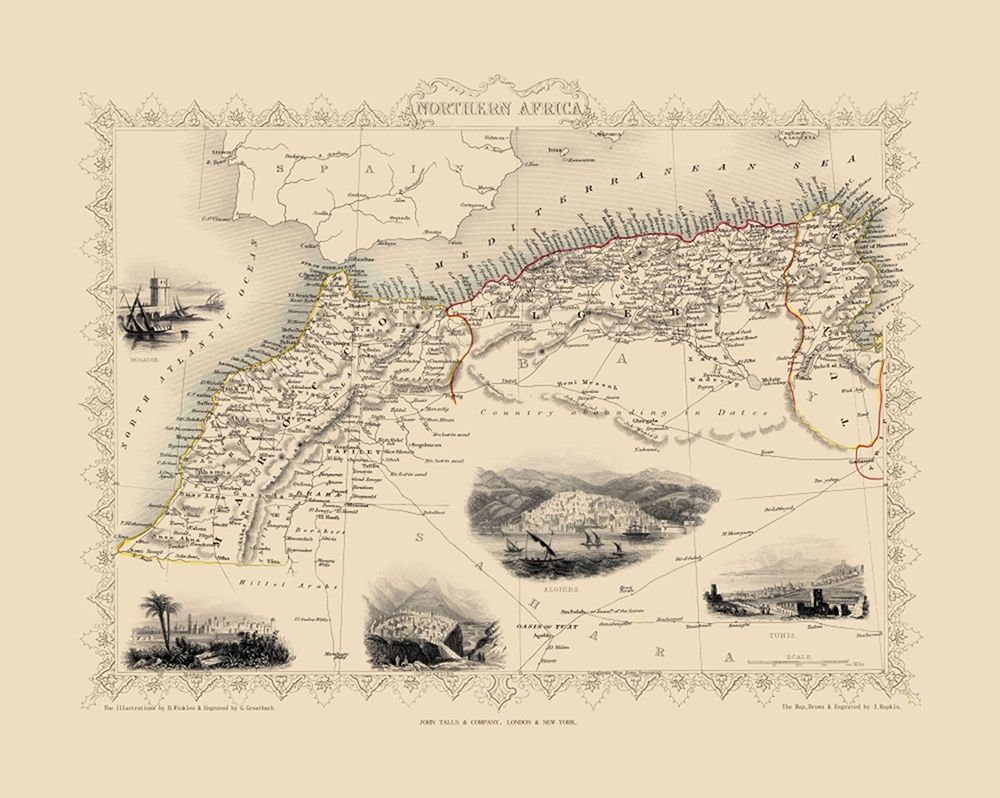 Northern Africa - Tallis 1851 art print by Tallis for $57.95 CAD