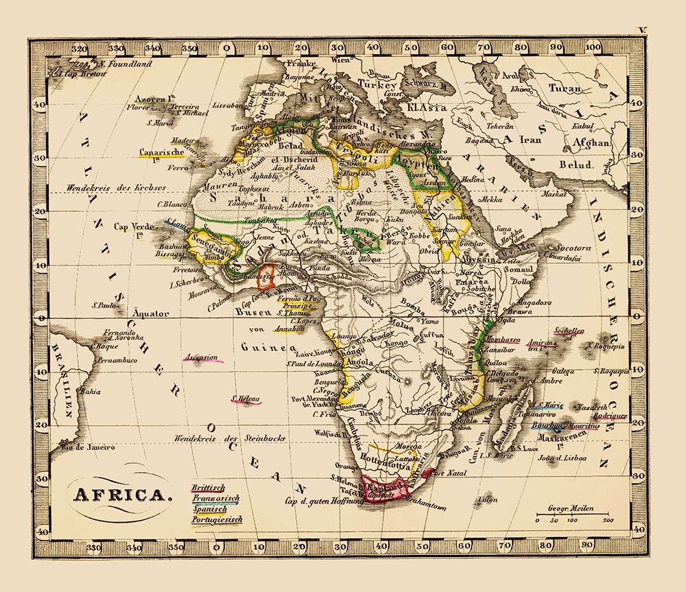 Africa - Stieler 1852 art print by Stieler for $57.95 CAD
