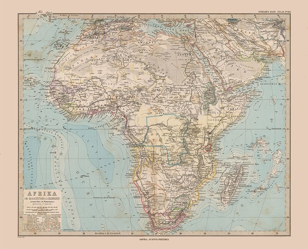 Africa - Stieler  1885 art print by Stieler for $57.95 CAD