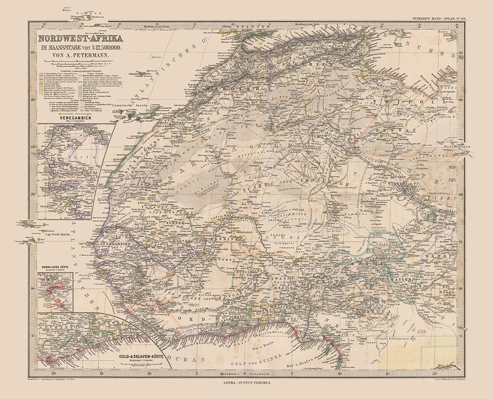 North West Africa - Stieler  1885 art print by Stieler for $57.95 CAD