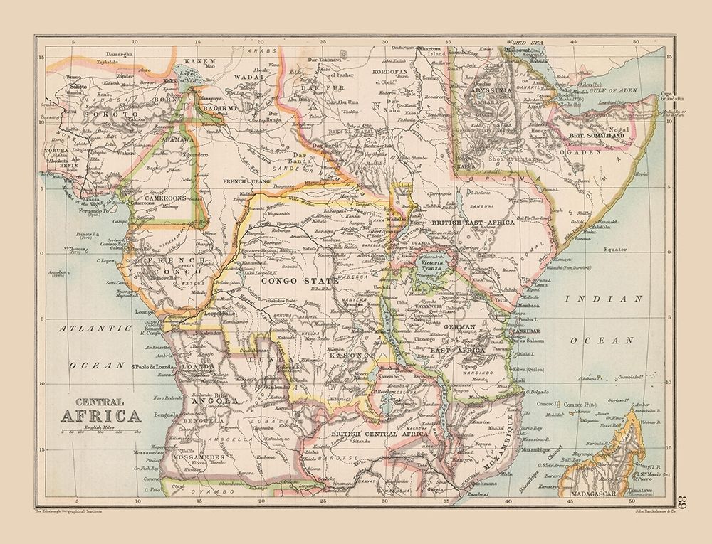 Central Africa - Bartholomew 1892 art print by Bartholomew for $57.95 CAD