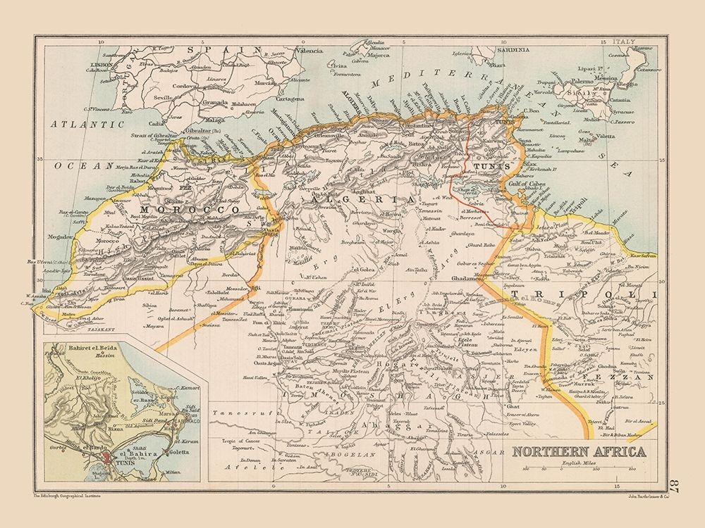 Northern Africa - Bartholomew 1892 art print by Bartholomew for $57.95 CAD