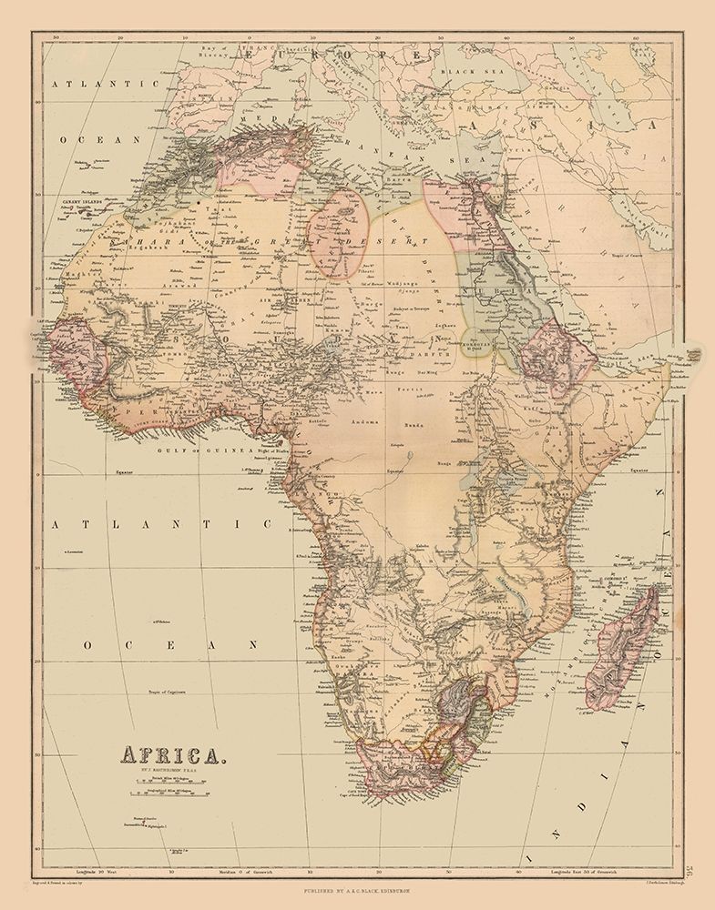 Africa - Bartholomew 1867 art print by Bartholomew for $57.95 CAD