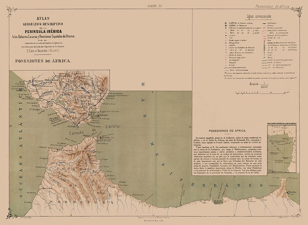Spanish Possessions in Africa - Valverde 1880 art print by Valverde for $57.95 CAD