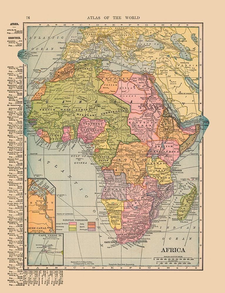 Africa - Hammond 1910 art print by Hammond for $57.95 CAD