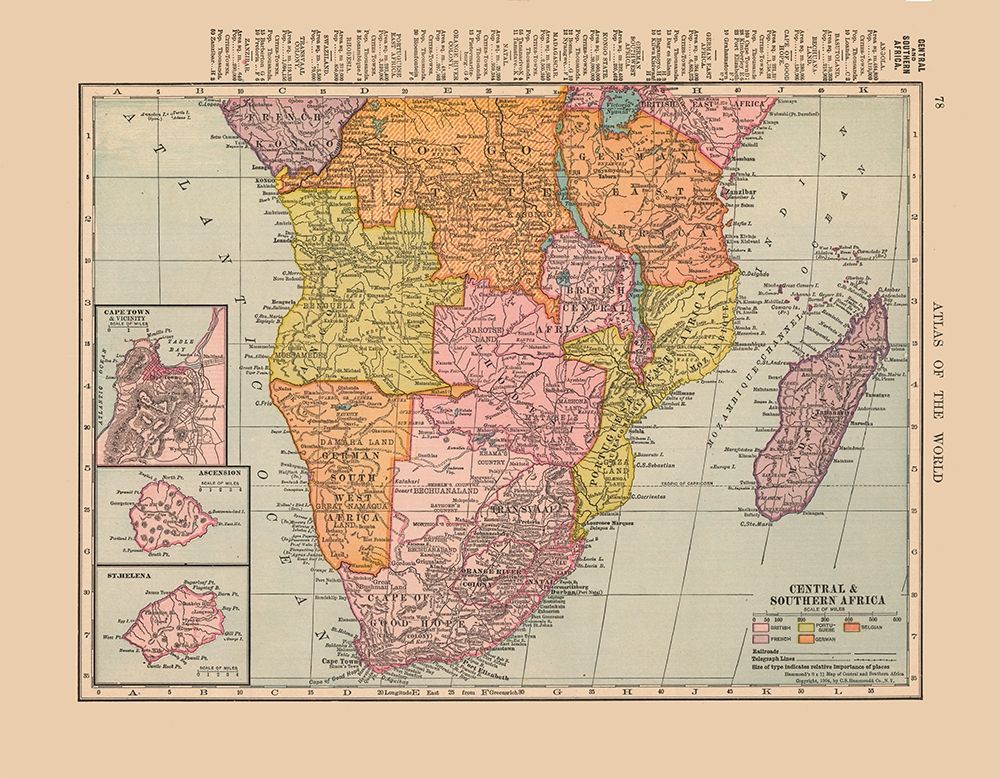Central Southern Africa - Hammond 1910 art print by Hammond for $57.95 CAD