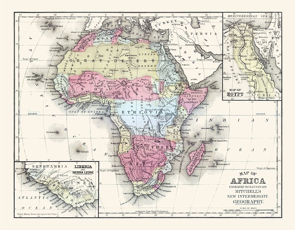 Africa - Mitchell 1877 art print by Mitchell for $57.95 CAD
