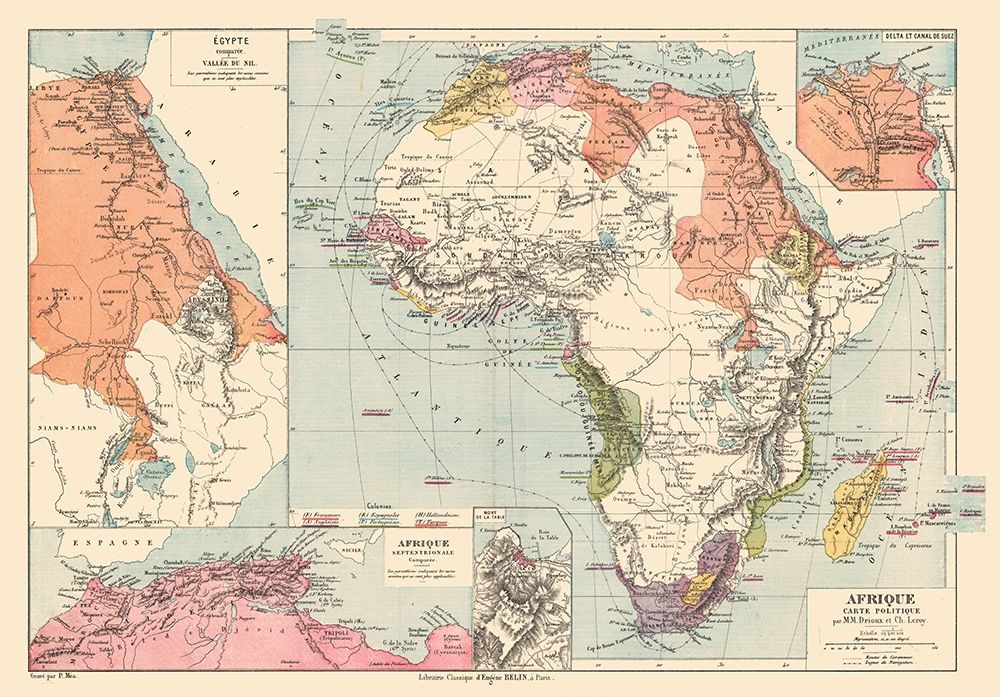 Political Africa - Drioux 1882 art print by Drioux for $57.95 CAD