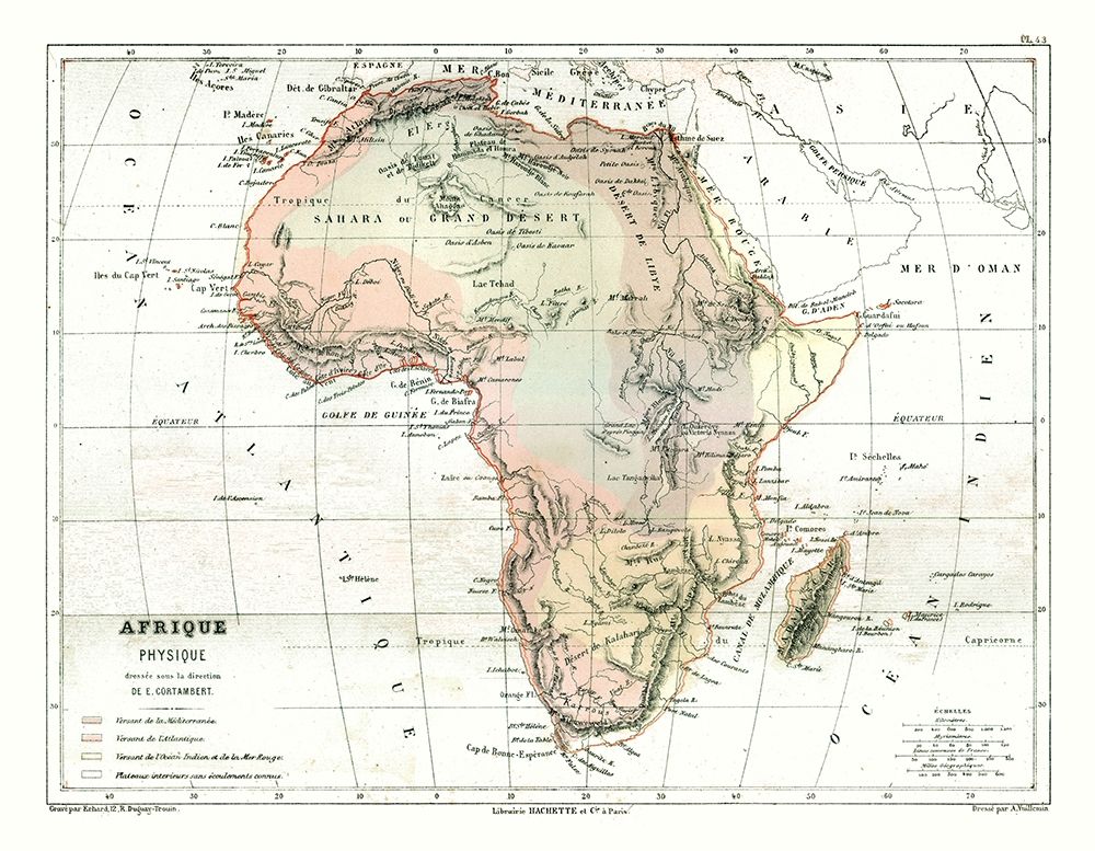 Physical Africa - Cortambert 1880 art print by Cortambert for $57.95 CAD