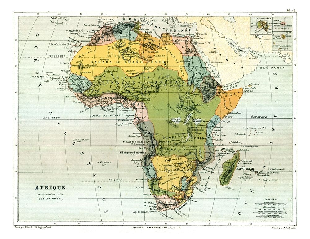 Political Africa - Cortambert 1880 art print by Cortambert for $57.95 CAD