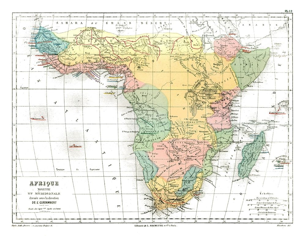 Africa - Cortambert 1880 art print by Cortambert for $57.95 CAD