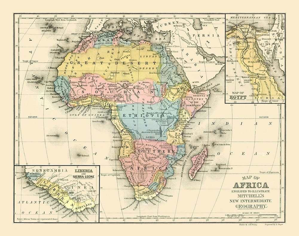 Africa - Mitchell 1869 art print by Mitchell for $57.95 CAD