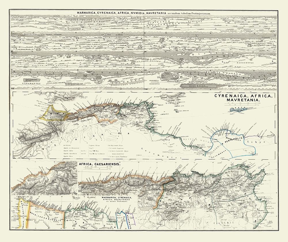Cyrenaica Numidia Mauretania Africa - Spruner 1865 art print by Spruner for $57.95 CAD