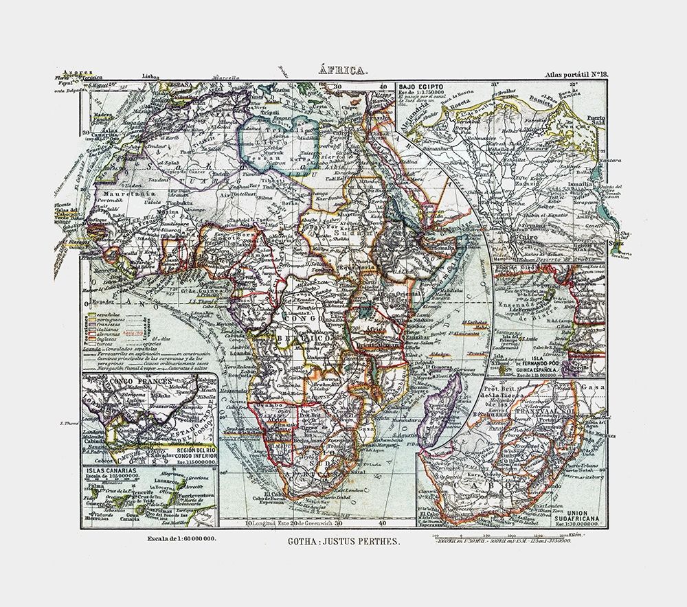 Africa - Perthes 1921 art print by Perthes for $57.95 CAD