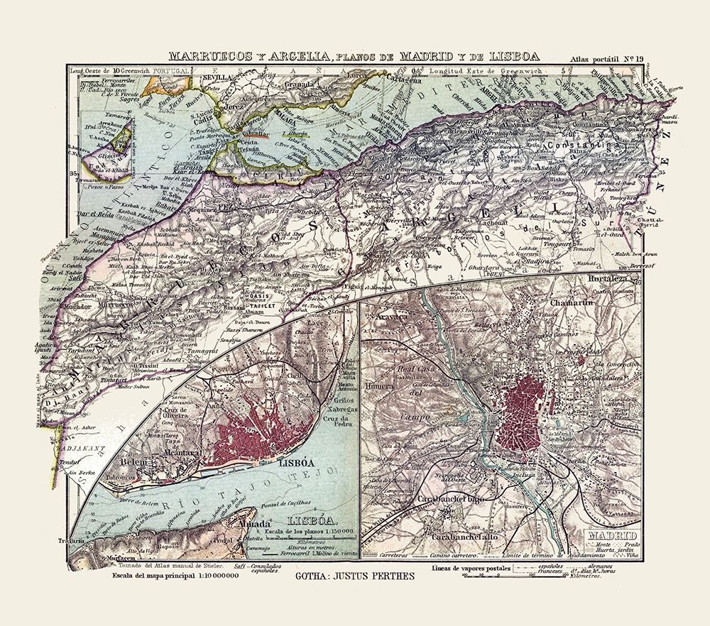 Northwest Africa Spain Portugal - Perthes 1921 art print by Perthes for $57.95 CAD
