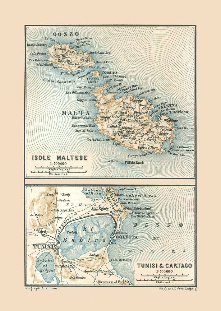 Malta Tunisia Carthage - Baedeker 1880 art print by Baedeker for $57.95 CAD