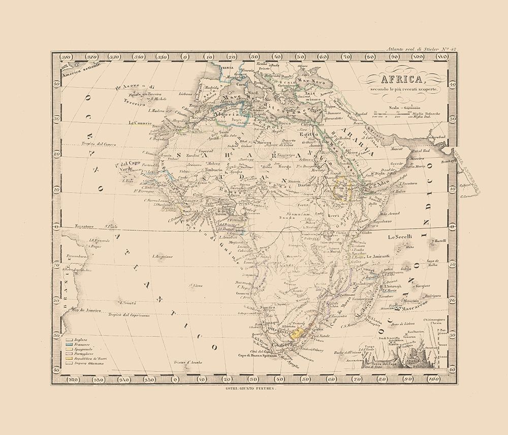 Africa - Perthes 1870 art print by Perthes for $57.95 CAD