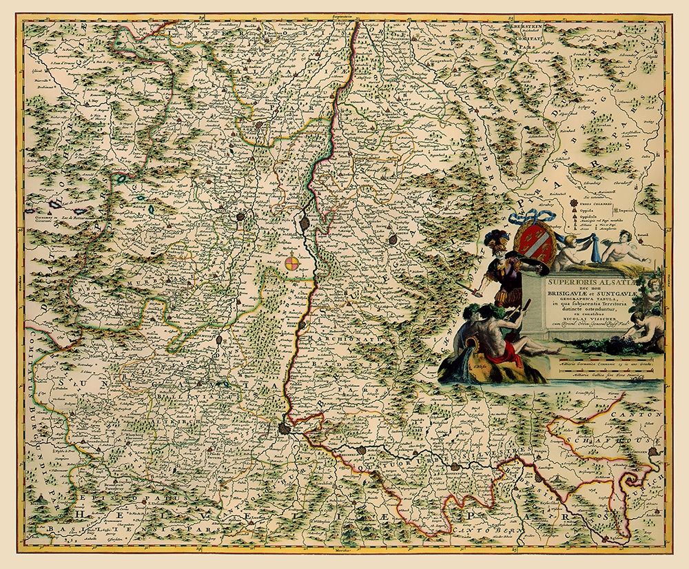 Alsace Region France - Visscher 1681 art print by Visscher for $57.95 CAD