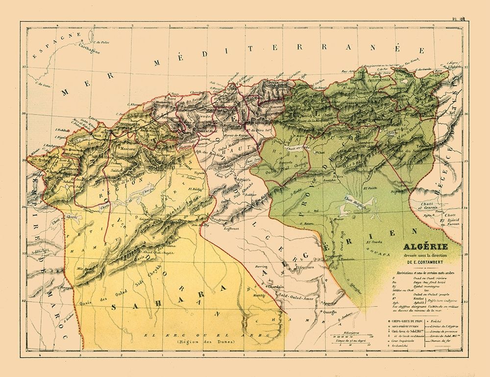 Algeria Africa - Cortambert 1880 art print by Cortambert for $57.95 CAD