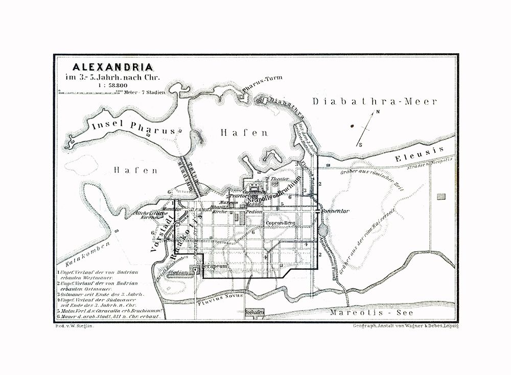 Alexandria 3 to 5 BC Egypt - Baedeker 1913 art print by Baedeker for $57.95 CAD