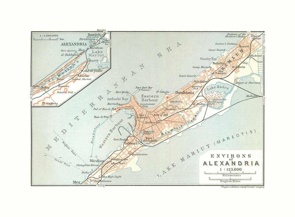 Alexandria Environs Egypt - Baedeker 1913 art print by Baedeker for $57.95 CAD