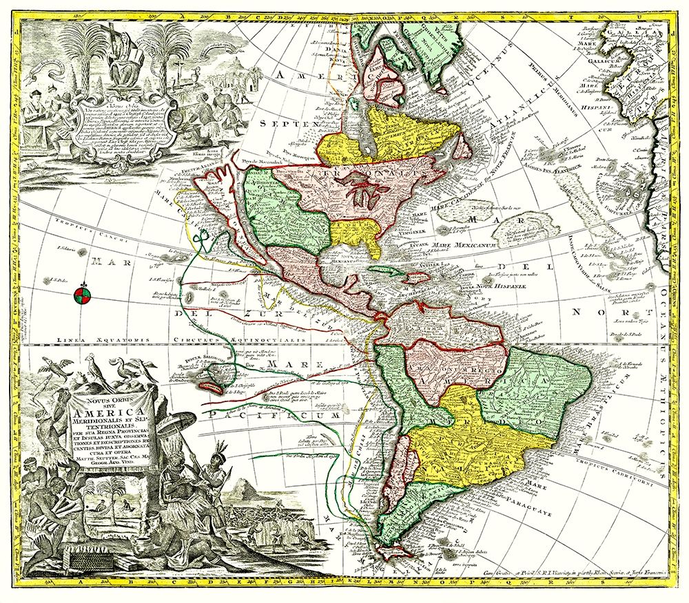 North South America - Seutter 1745 art print by Seutter for $57.95 CAD