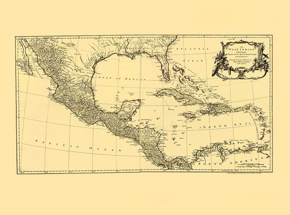 Americas Caribbean Gulf of Mexico - Jefferys 1760 art print by Jefferys for $57.95 CAD