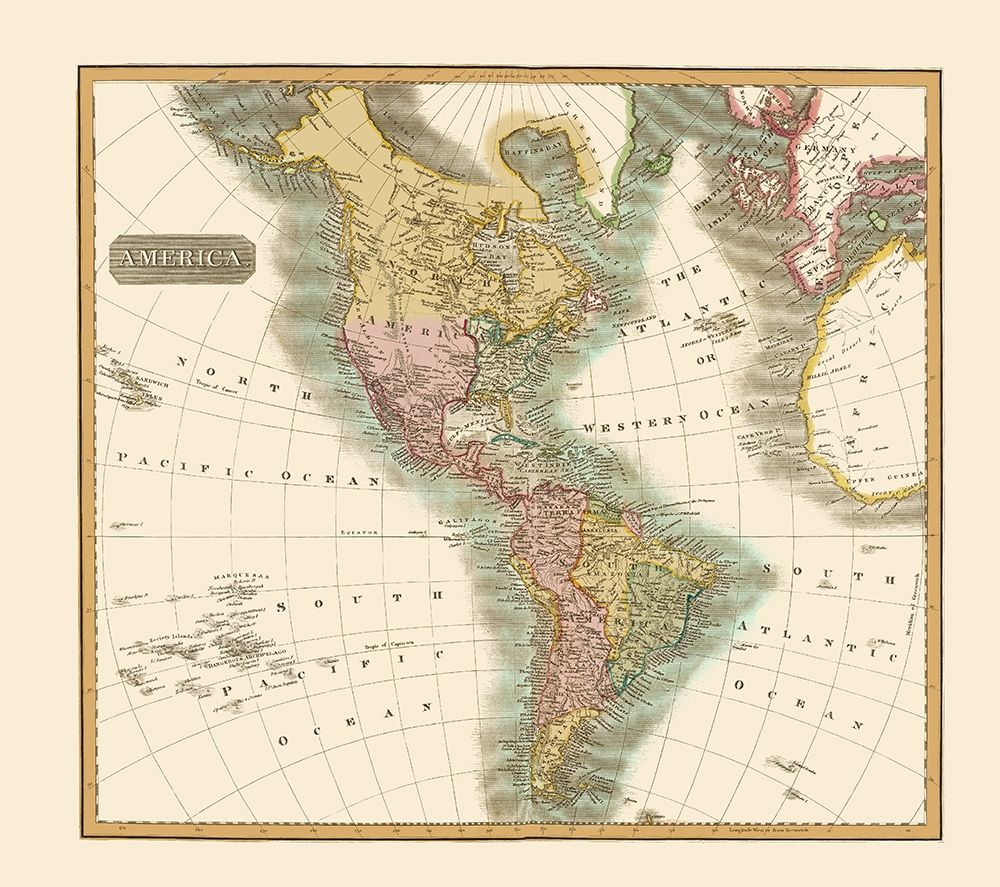 North South America - Thomson 1814 art print by Thomson for $57.95 CAD