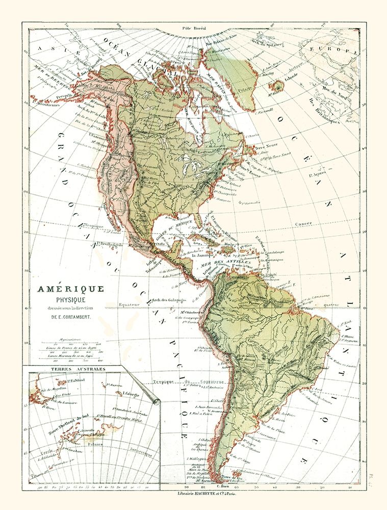 Physical of America - Cortambert 1880 art print by Cortambert for $57.95 CAD