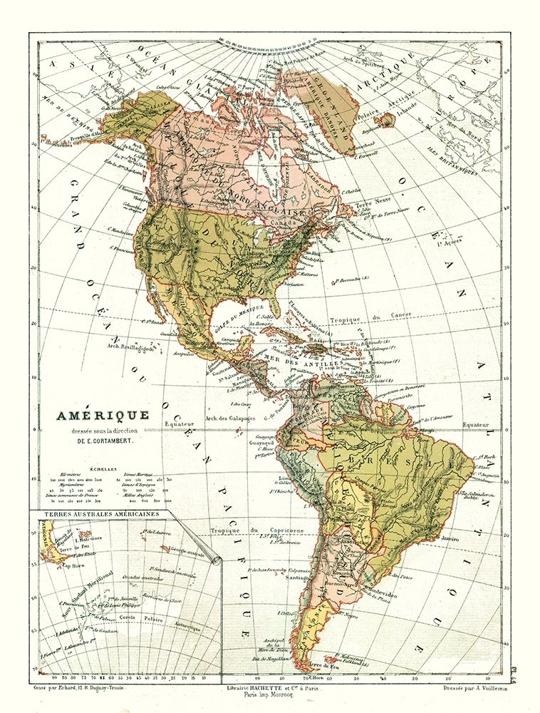 Political of America - Cortambert 1880 art print by Cortambert for $57.95 CAD