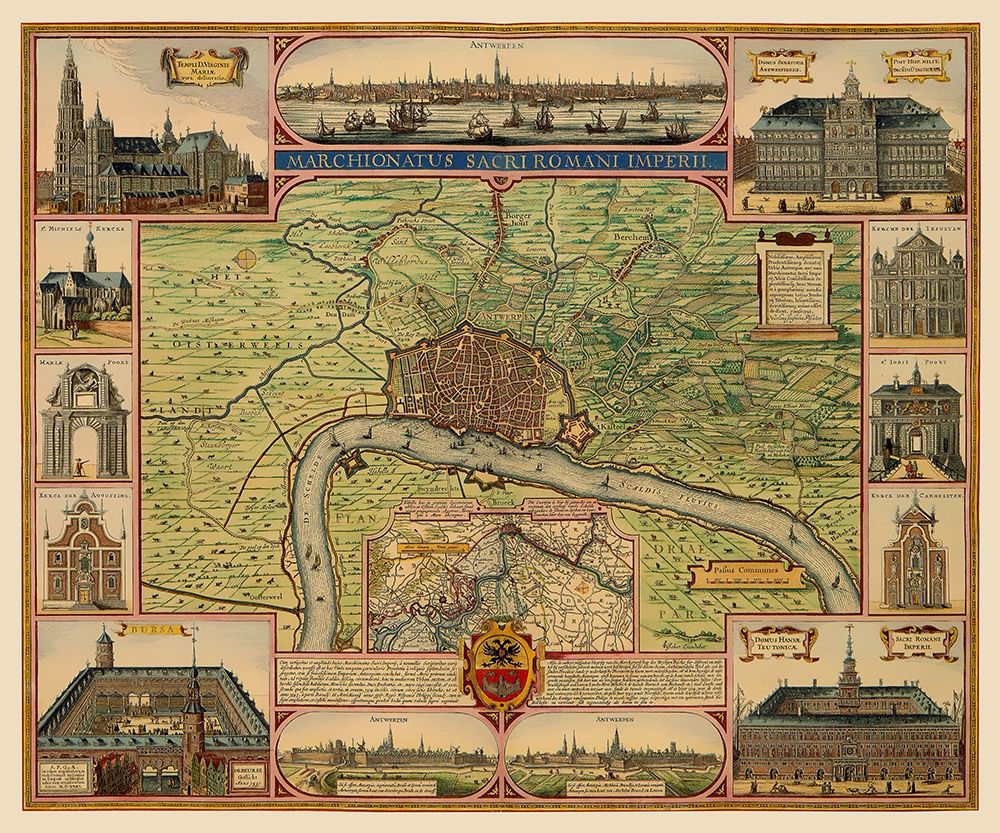 Antwerp Area Belgium Benelux - Visscher 1624 art print by Visscher for $57.95 CAD
