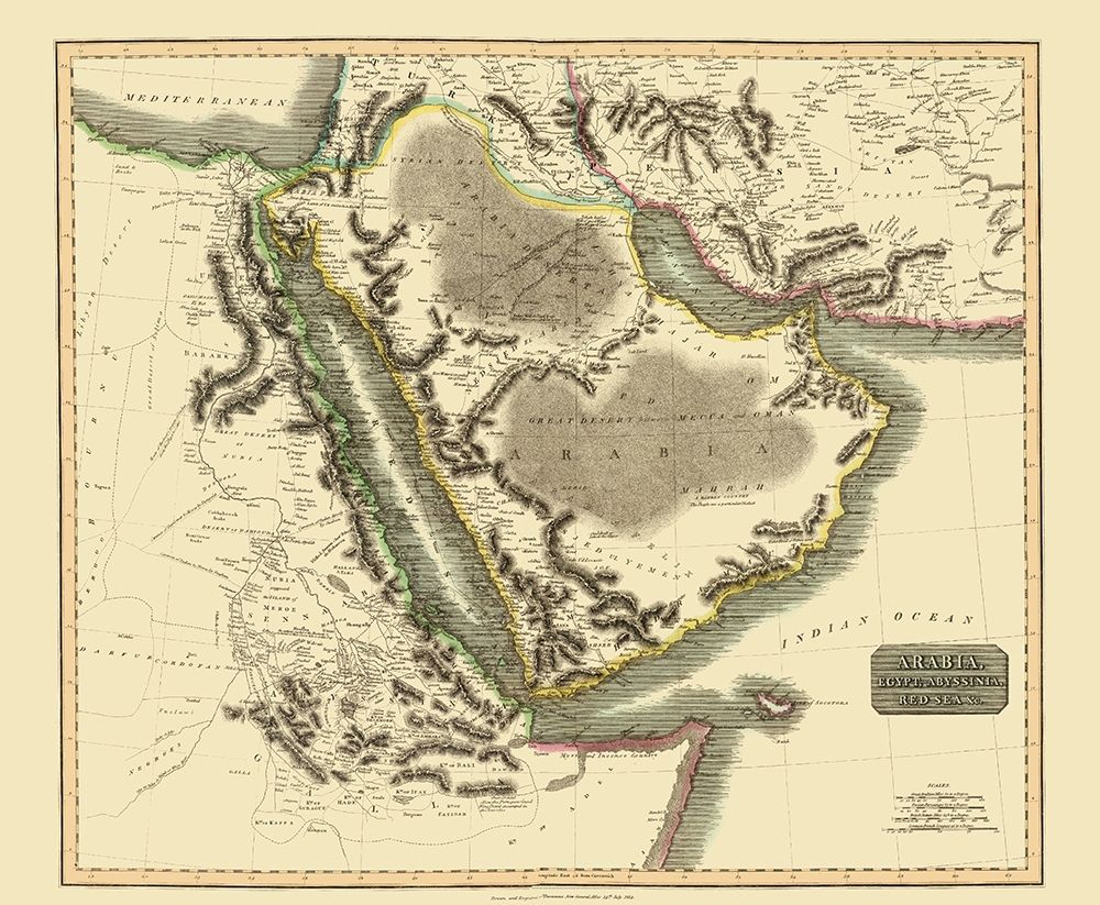 Arabian Peninsula Middle East - Thomson 1814 art print by Thomson for $57.95 CAD