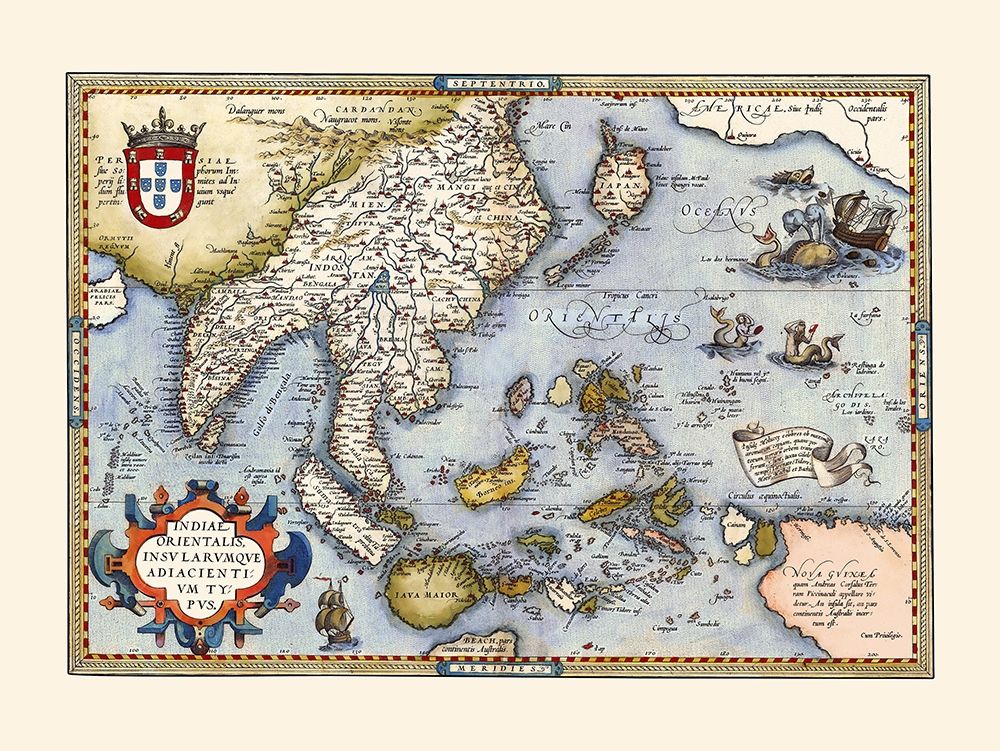 Southeast Asia Indonesia India - Ortelius 1570 art print by Ortelius for $57.95 CAD