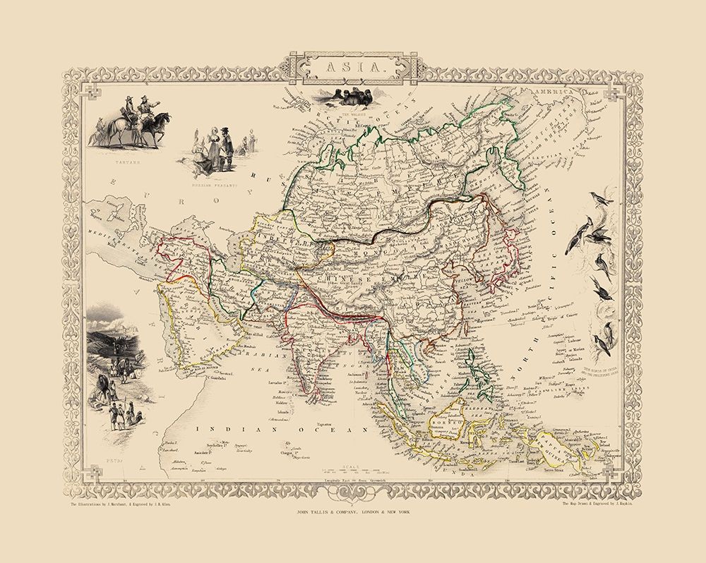 Asia - Tallis 1851 art print by Tallis for $57.95 CAD