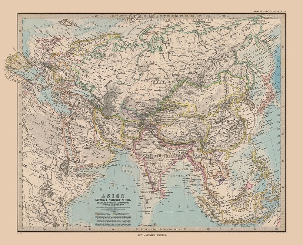 Asia - Stieler  1885 art print by Stieler for $57.95 CAD