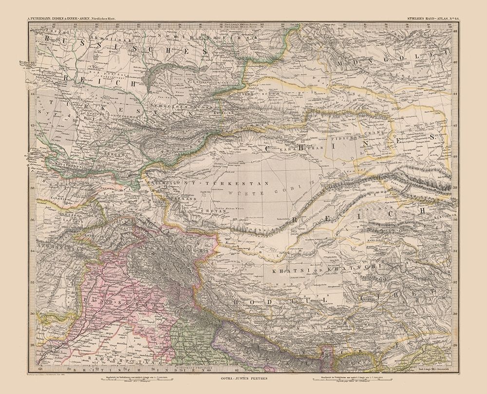 Central Asia - Stieler  1885 art print by Stieler for $57.95 CAD