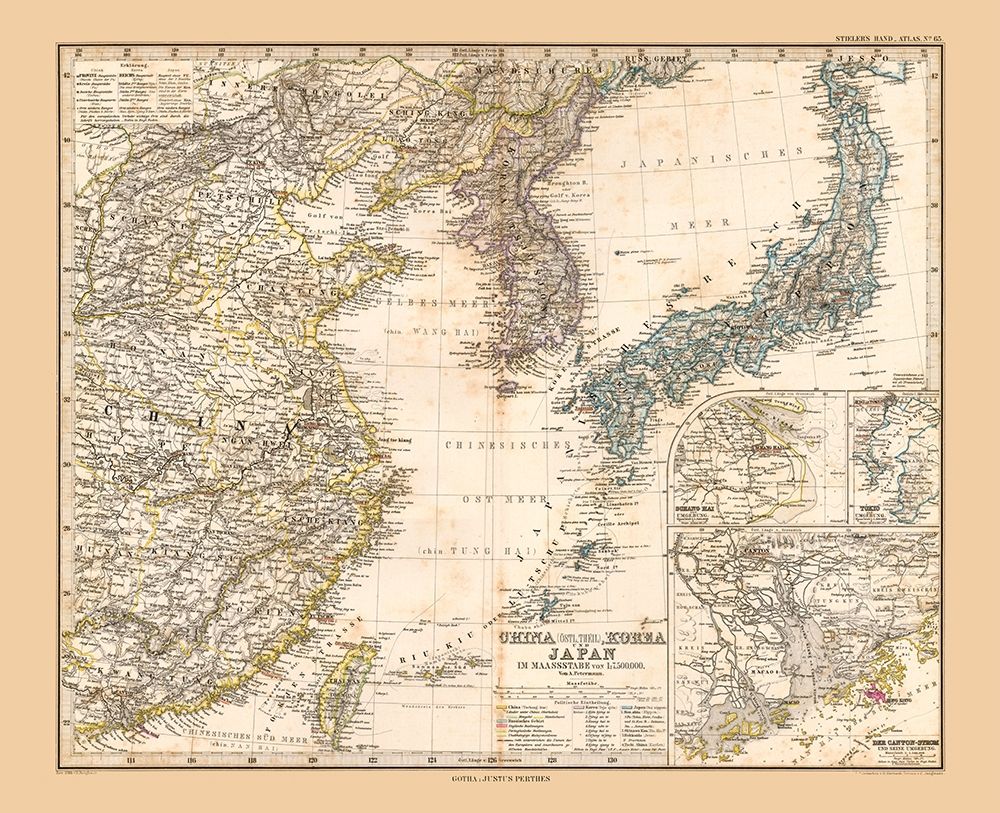 Asia China Korea Japan - Stieler  1885 art print by Stieler for $57.95 CAD