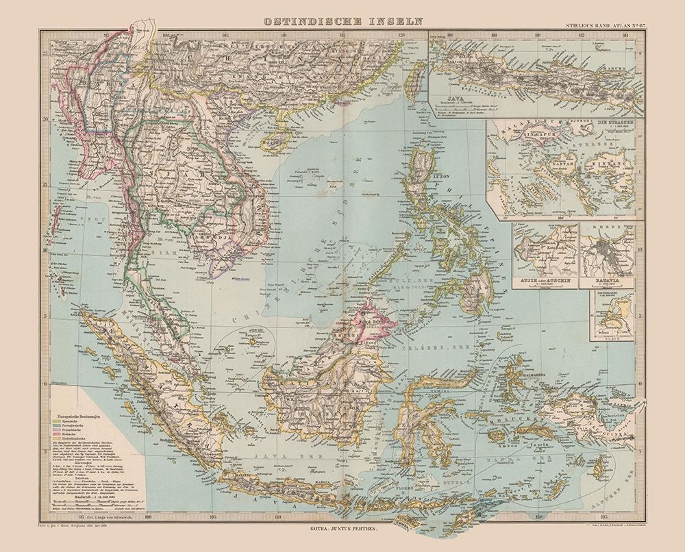 Southeast Asia - Stieler  1885 art print by Stieler for $57.95 CAD