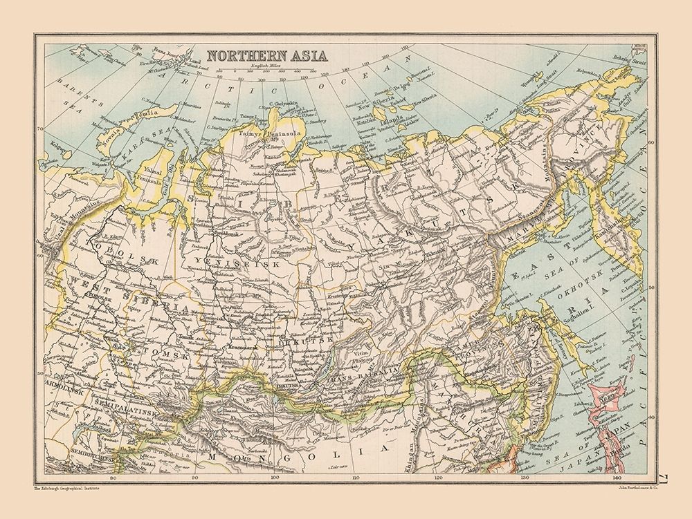 Siberia Northern Asia - Bartholomew 1892 art print by Bartholomew for $57.95 CAD