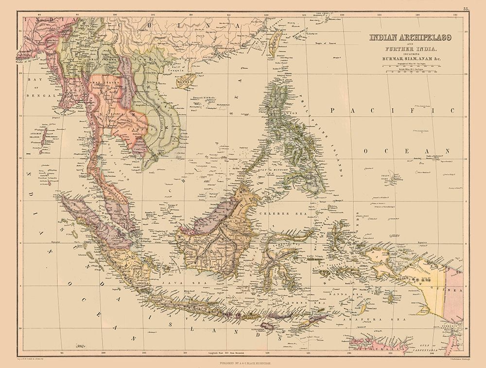 Asia Indian Archipelago India - Bartholomew 1867 art print by Bartholomew for $57.95 CAD