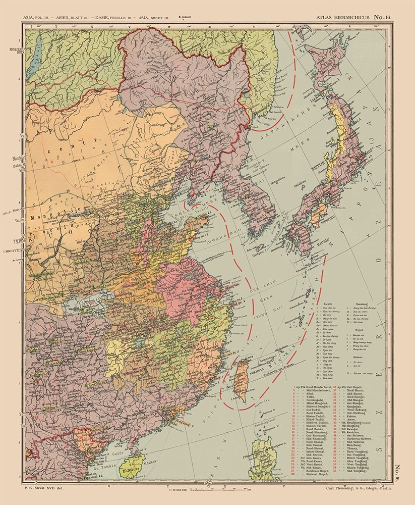 Asia China Japan Korea - Streit 1913 art print by Streit for $57.95 CAD