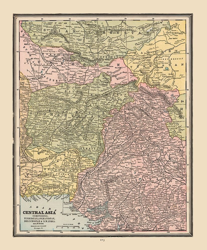 Central Asia - Cram 1888 art print by Cram for $57.95 CAD